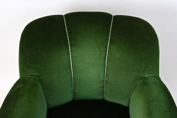 French Art Deco Club Chair in Green Velvet, 1940-TQA-1419286