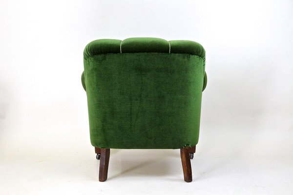 French Art Deco Club Chair in Green Velvet, 1940-TQA-1419286