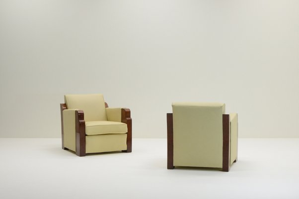 French Art Deco Club Chairs in Leather, 1930s, Set of 2-MLD-2033777