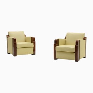 French Art Deco Club Chairs in Leather, 1930s, Set of 2-MLD-2033777