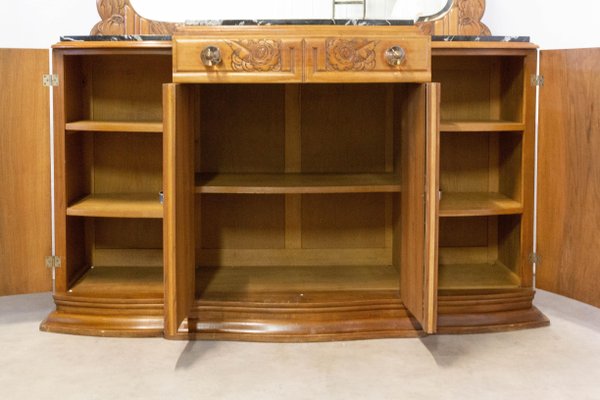 French Art Deco Credenza with Marble Top, 1930s-RIU-723125