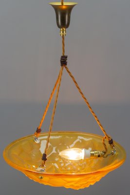 French Art Deco Frosted Amber Colored Pendant Light from ROS, 1930s-KEG-1134807