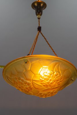 French Art Deco Frosted Amber Colored Pendant Light from ROS, 1930s-KEG-1134807