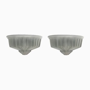 French Art Deco Frosted Glass Sconces, 1930s, Set of 2-NUX-1770590