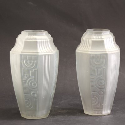 French Art Deco Geometric Vases from Etaleune, 1930s, Set of 2-SY-1065278