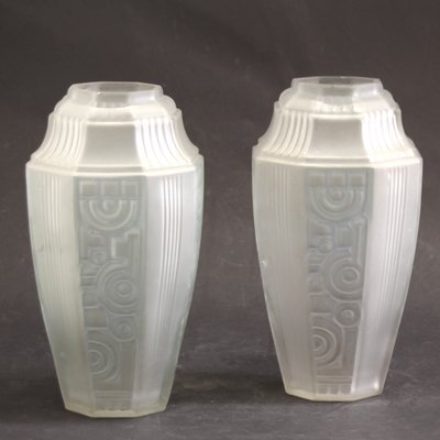 French Art Deco Geometric Vases from Etaleune, 1930s, Set of 2-SY-1065278