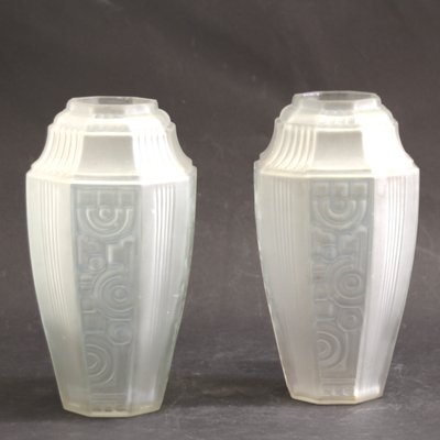 French Art Deco Geometric Vases from Etaleune, 1930s, Set of 2-SY-1065278