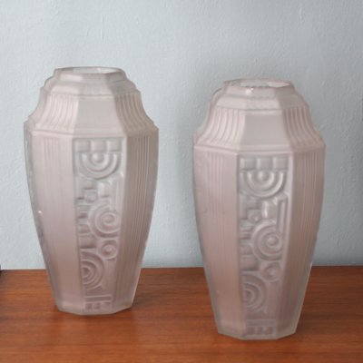 French Art Deco Geometric Vases from Etaleune, 1930s, Set of 2-SY-1065278