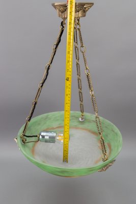 French Art Deco Green Glass Pendant Light by Muller Frères Luneville, 1920s-KEG-1752066