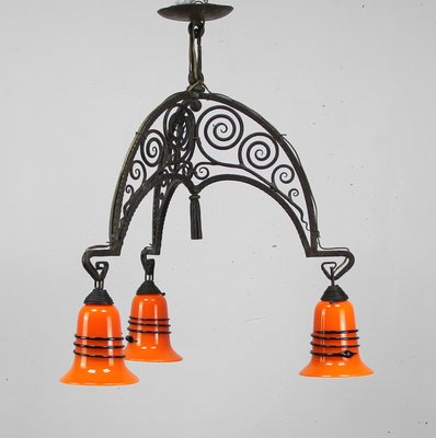 French Art Deco Lamp with Lampshades from Loetz Tango-NE-928981