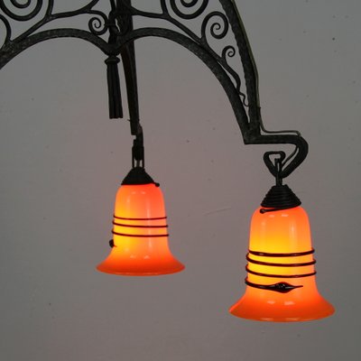 French Art Deco Lamp with Lampshades from Loetz Tango-NE-928981