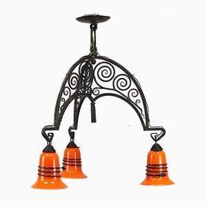 French Art Deco Lamp with Lampshades from Loetz Tango-NE-928981