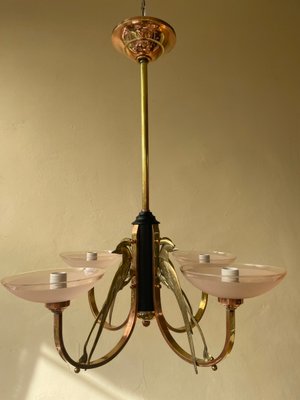 French Art Deco Les Pheasants Hanging Light, 1930-OFB-2032219