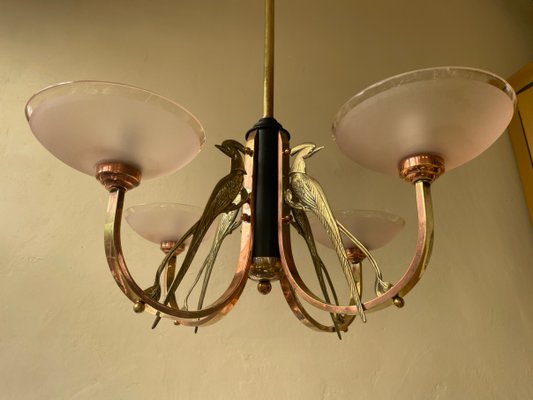 French Art Deco Les Pheasants Hanging Light, 1930-OFB-2032219