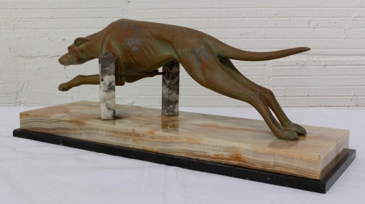 French Art Deco Marble Spelter Greyhound, 1930s-RIU-1395993