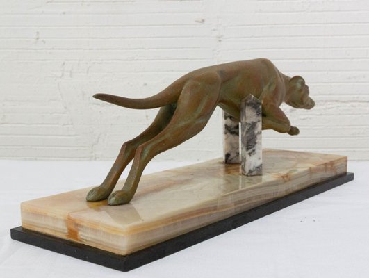 French Art Deco Marble Spelter Greyhound, 1930s-RIU-1395993