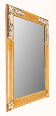 French Art Deco Mirror in Frame with Flowers Metal and Pine, 1930-RIU-1285350