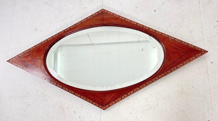 French Art Deco Mirror with Marquetry & Beveled Glass, 1930s-UR-1315548