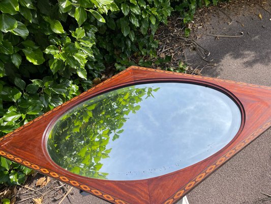 French Art Deco Mirror with Marquetry & Beveled Glass, 1930s-UR-1315548