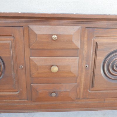 French Art Deco Oak and Marble Sideboard in the Style of Dudouyt-JRP-1054193