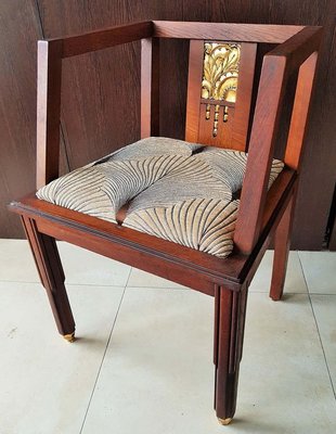 French Art Deco Oak Desk Chair, 1930s-POM-885553