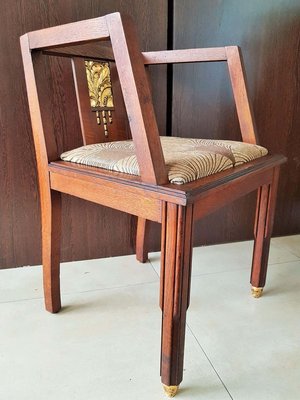 French Art Deco Oak Desk Chair, 1930s-POM-885553