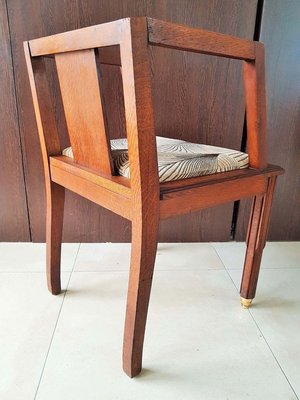 French Art Deco Oak Desk Chair, 1930s-POM-885553