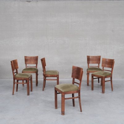 French Art Deco Oak Dining Chairs by Charles Dudouyt, Set of 6-JRP-1124359