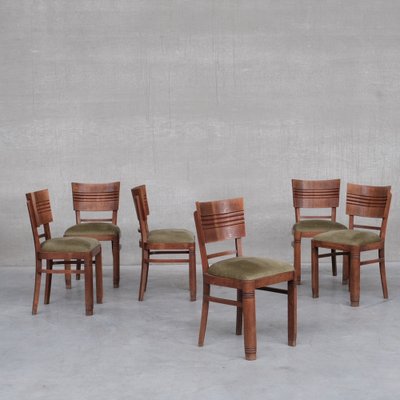 French Art Deco Oak Dining Chairs by Charles Dudouyt, Set of 6-JRP-1124359