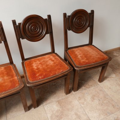 French Art Deco Oak Dining Chairs, Set of 6-JRP-955210