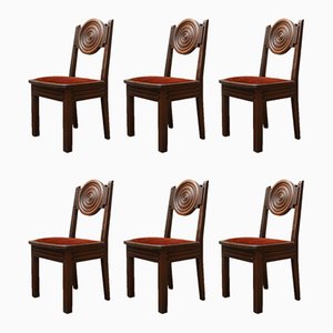 French Art Deco Oak Dining Chairs, Set of 6-JRP-955210