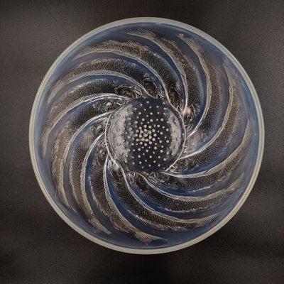 French Art Deco Opalescent Glass Bowl with Fishes in Circular Pattern by René Lalique, 1920s-SAK-1794323