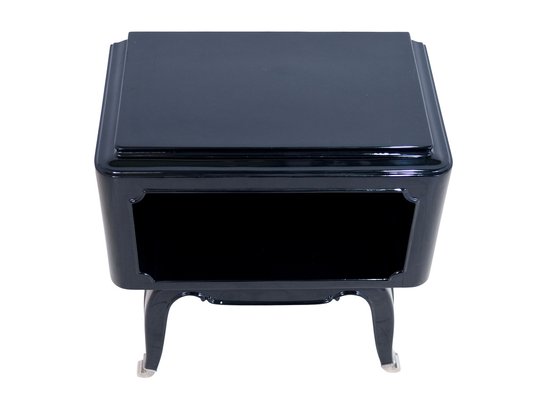 French Art Deco Open Nightstands in Black Piano Lacquer, 1930s-1940s, Set of 2-CXC-1752746