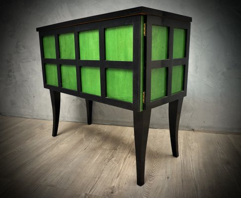 French Art Deco Parchment Emerald Green and Black Wood Sideboard, 1940s-UH-666307