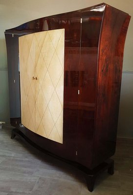 French Art Deco Parchment Wardrobe in the Style of Jean Pascaud, 1930s-POM-885506