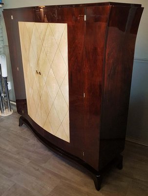 French Art Deco Parchment Wardrobe in the Style of Jean Pascaud, 1930s-POM-885506