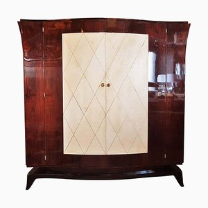 French Art Deco Parchment Wardrobe in the Style of Jean Pascaud, 1930s-POM-885506