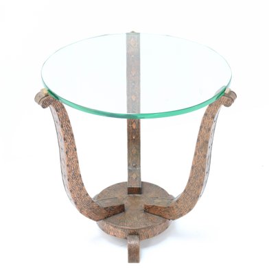 French Art Deco Patinated & Hammered Copper Gueridon Table, 1930s-MY-912529