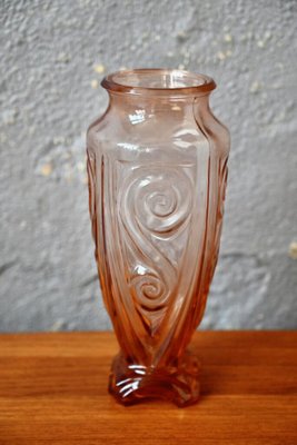 French Art Deco Pink Glass Vase, 1940s-AIU-1802424