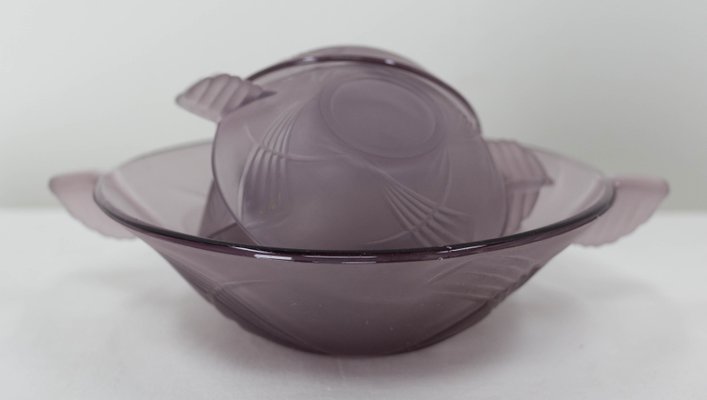 French Art Deco Purple Glass Fruit Service, 1930, Set of 7-RIU-1183464