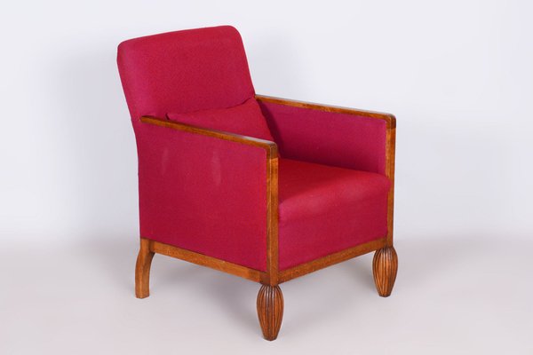 French Art Deco Red Chair in Beech, 1930s-WHY-1734317