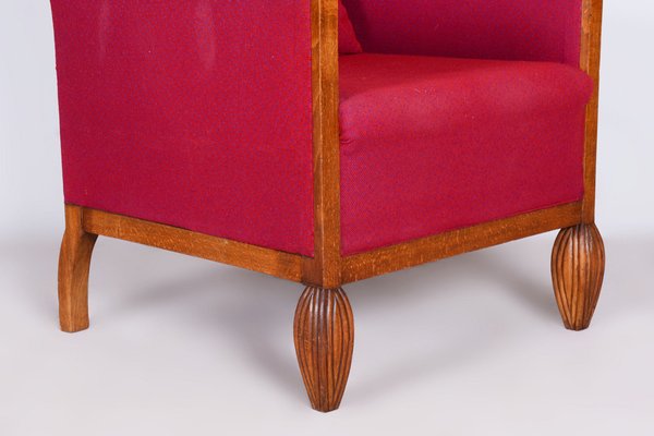 French Art Deco Red Chair in Beech, 1930s-WHY-1734317