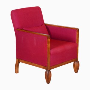 French Art Deco Red Chair in Beech, 1930s-WHY-1734317