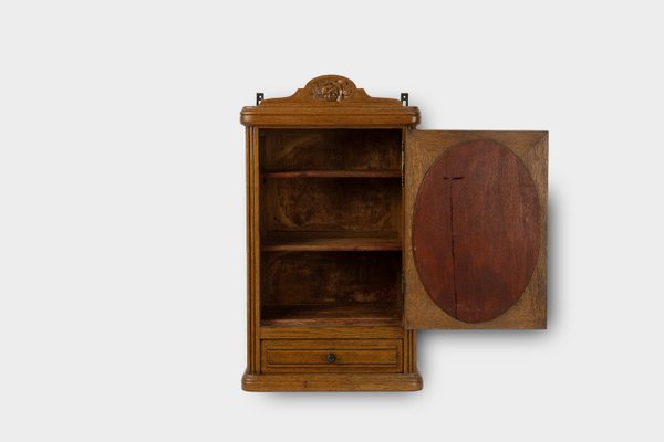 French Art Deco Shaving Cabinet in Oak with Mirror, 1940-YSY-2033774