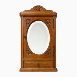 French Art Deco Shaving Cabinet in Oak with Mirror, 1940-YSY-2033774