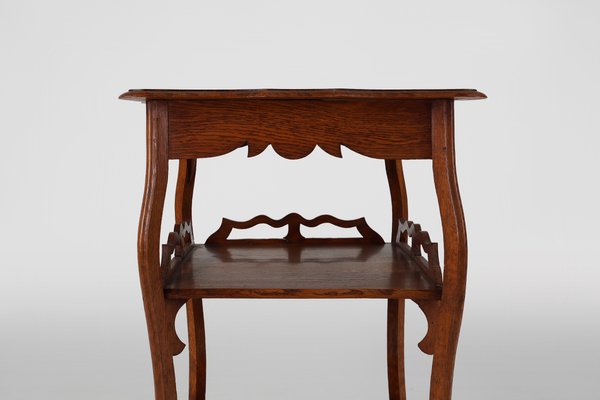 French Art Deco Side Table in Full Oak, 1920-YSY-2041945