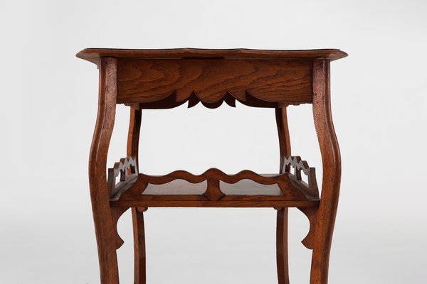 French Art Deco Side Table in Full Oak, 1920-YSY-2041945