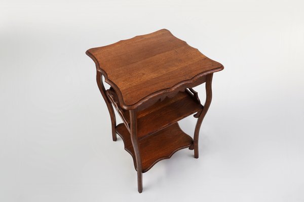 French Art Deco Side Table in Full Oak, 1920-YSY-2041945