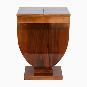 French Art Deco Side Table with Compartments in High Gloss Lacquered Nutwood, 1930s-CXC-1761836