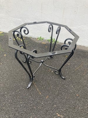 French Art Deco Side Table with Iron Frame & Marble Top, 1920s-XHV-1768608